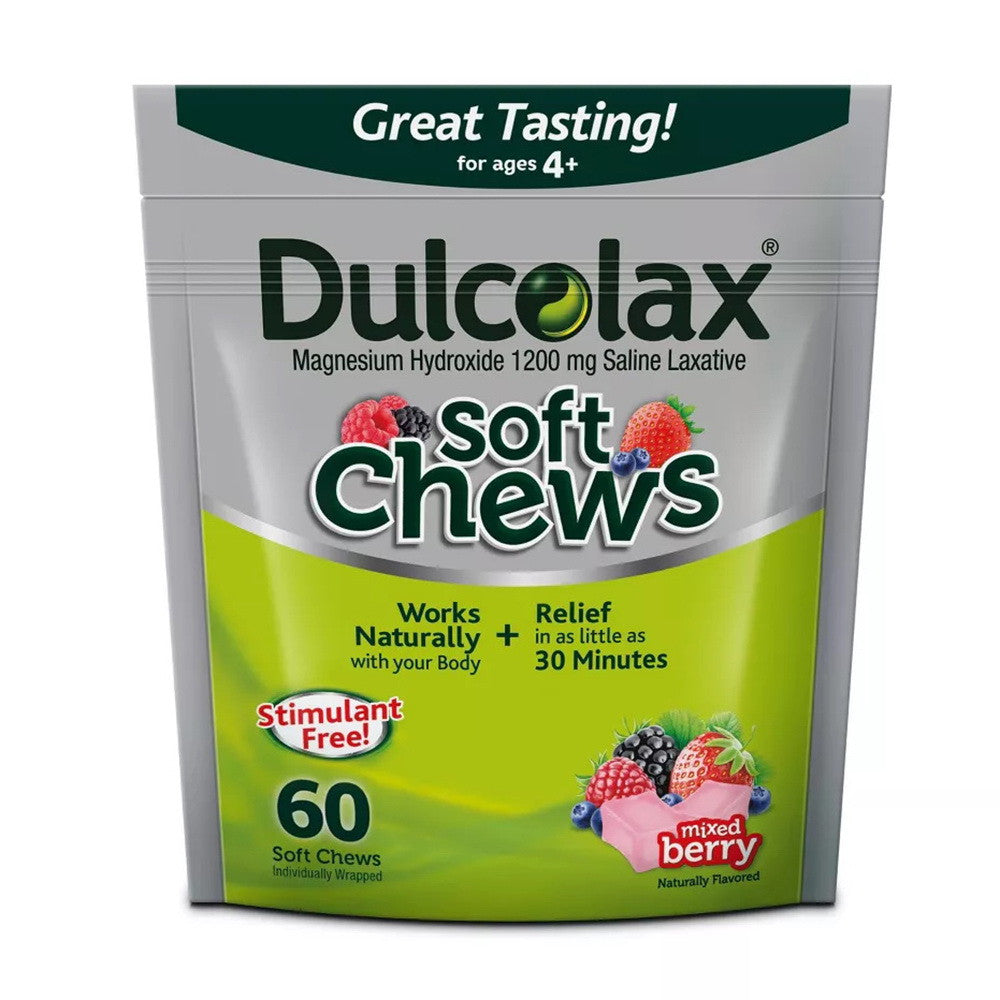 Dulcolax Soft Chews Saline Laxative Mixed Berry Gentle Relief, 60 Ea